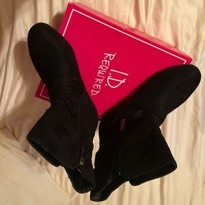 I.D. Required booties, black suede, new with tags